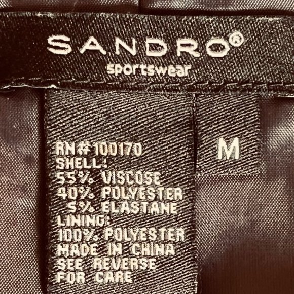 Sandro High Neck Blue Asymmetrical Cropped Jacket  Size Medium - Picture 3 of 10